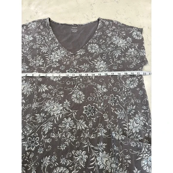 Pure Jill J Jill Easy Knit Two Pocket Dress Floral Cotton Coastal Large - Picture 6 of 9